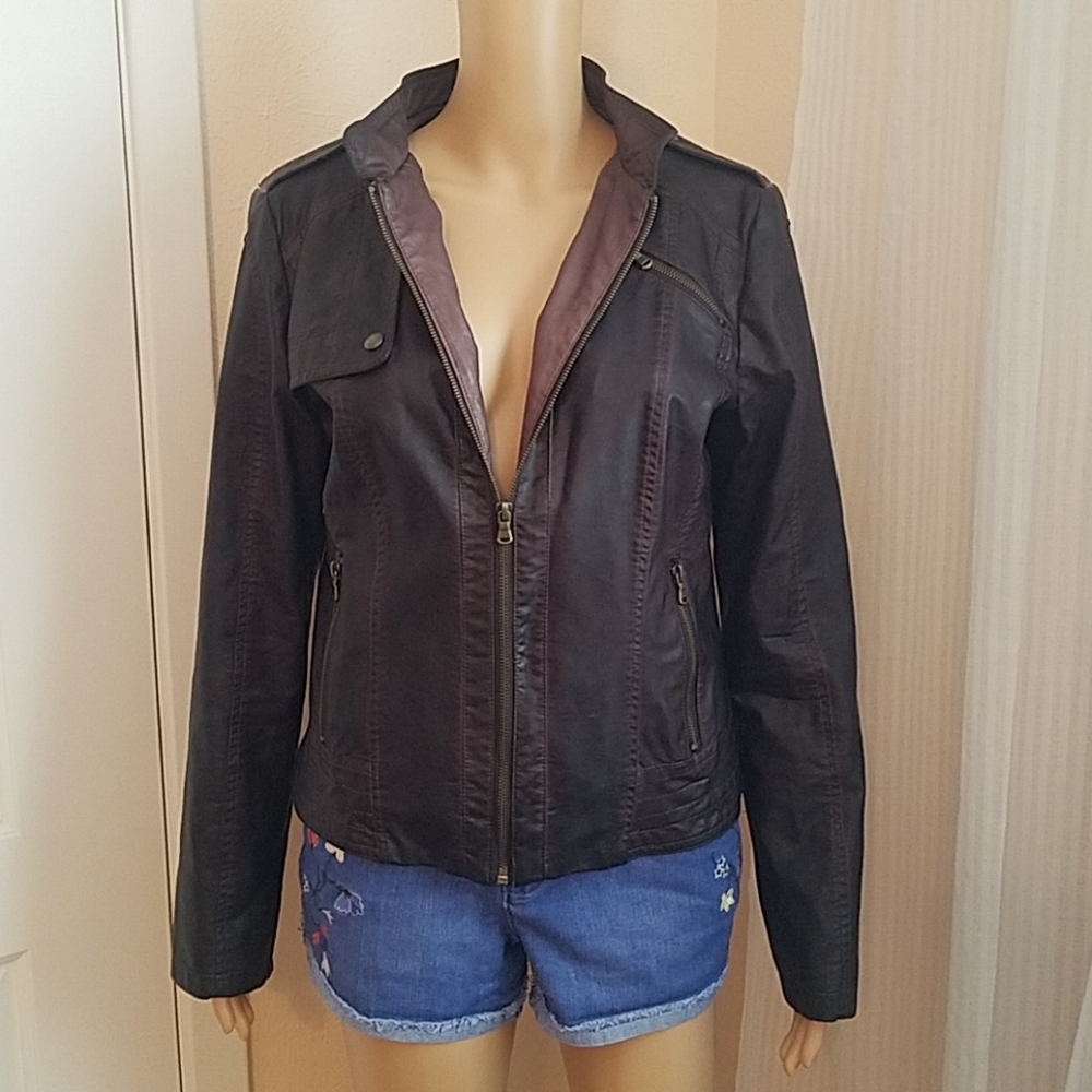 Guess distressed faux leather jacket
